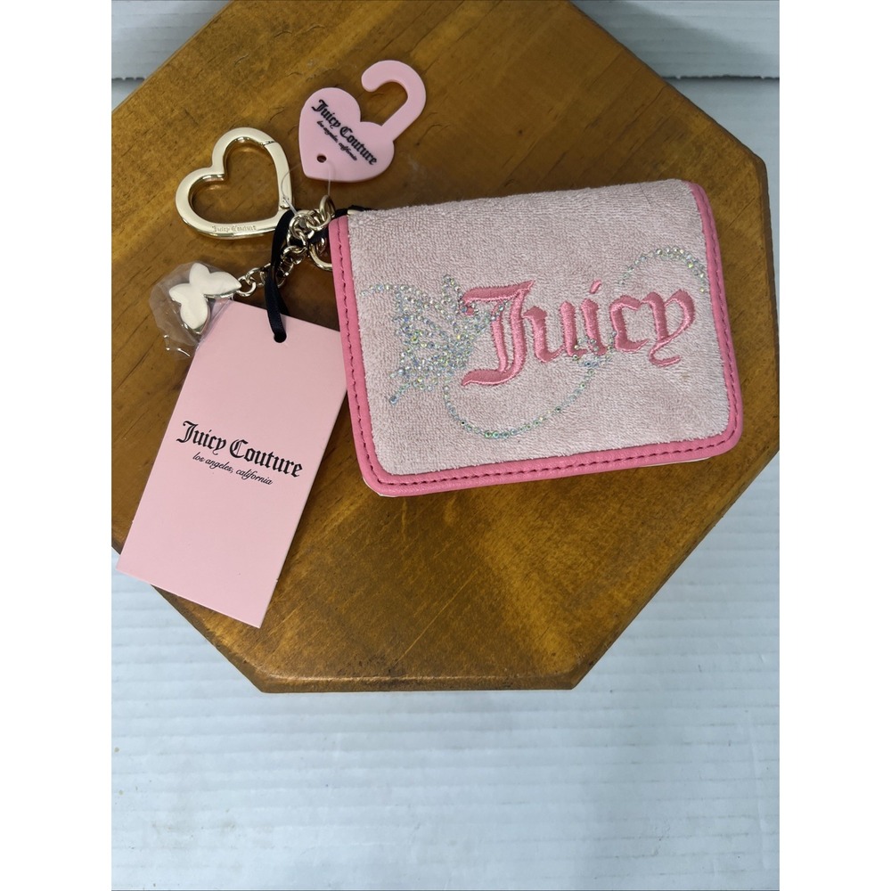 NWT Juicy Couture Wing It Card Case Key Fob Wallet - Pretty Pink!‎ - Butterfly